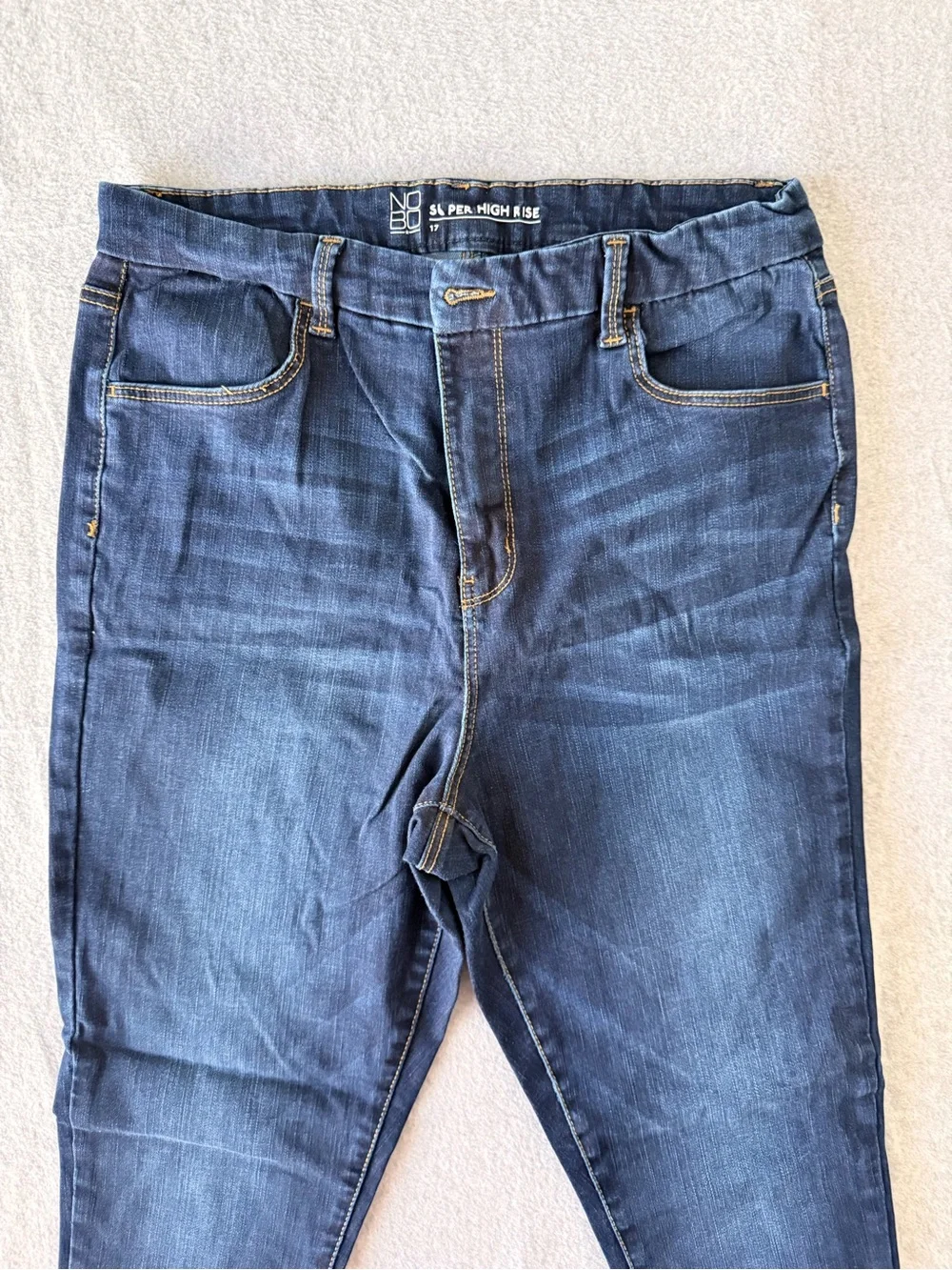 NOBO No Boundaries Super High Rise Skinny Jeans Sz 17 Dark Wash Worn 1x